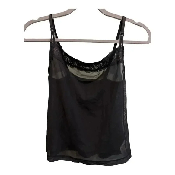 Barely There Mesh Tank Top With Lace Trim | Size M - Picture 1 of 4
